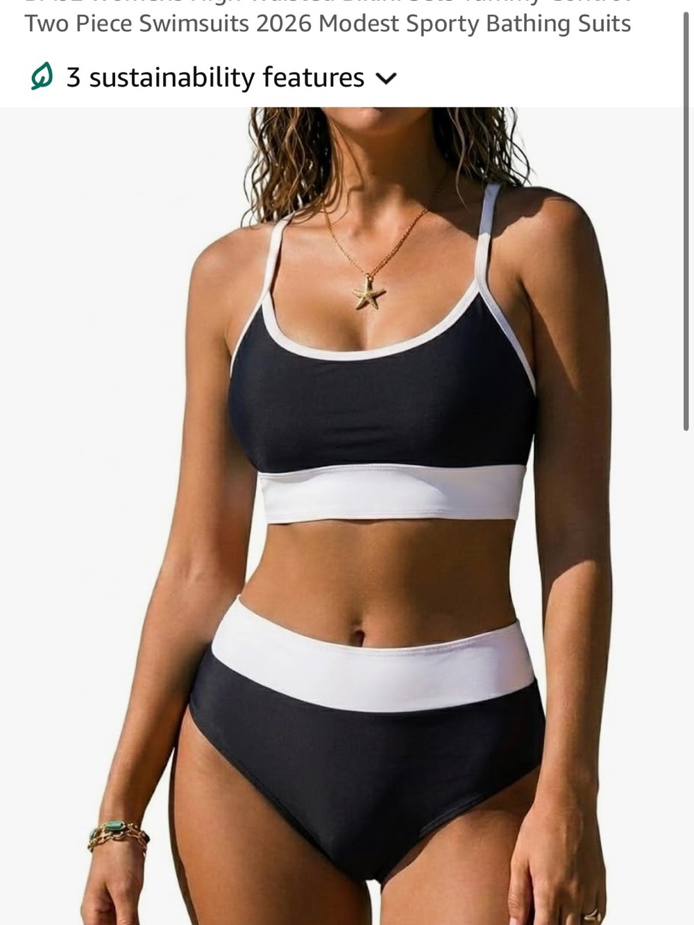 Blooming Jelly Sporty High-Waisted Bikini Set | Tummy Control | Black/White | M